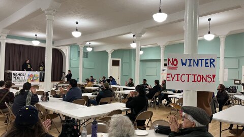 Tacoma For All, the group that created the Landlord Fairness Code and it's supporters, gathered at Urban Grace Church in Tacoma on Dec. 2, during the regular city council meeting. The group doesn't want the city to make changes to the code's prohibition on evictions during cold-weather months.