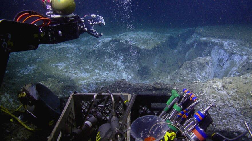 Oregon-based researchers deployed an ROV to sample methane vents off the Pacific Northwest coast this summer. CREDIT: OCEAN EXPLORATION TRUST