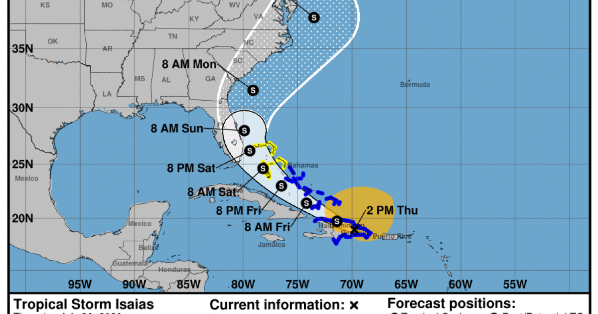 Tropical Storm Isaias Continues Shift To East But Still In Florida's ...