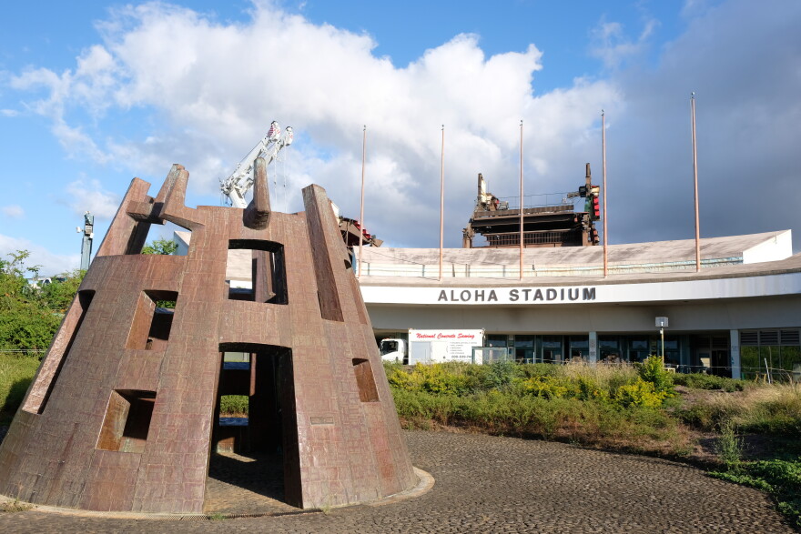 Satoru Abe's “Volcano” is iconic for many in Hawai'i, whether or not they knew the name of the artist. The bronze and copper sculpture has stood in front of Aloha Stadium since 1981.