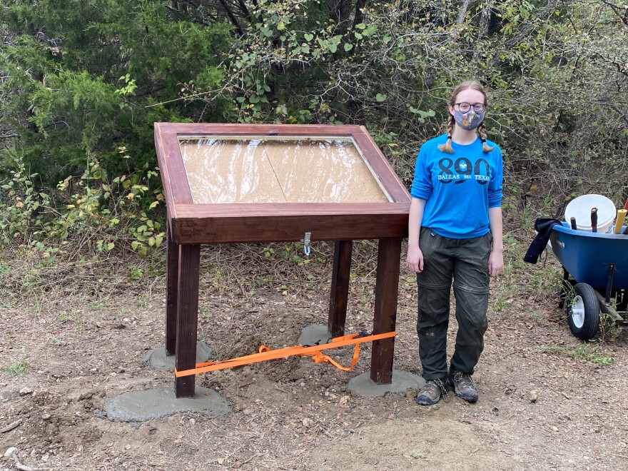 Emma Duncan's display case was finished on Oct. 17, 2020 on the Trinity River Audubon Center's primitive prairie trail. Her other display case was installed on Oct. 31, 2020 on the primitive forest trail. 