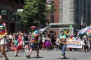 A Pride parade on Congress Street in Portland on Saturday, June 21, 2025.