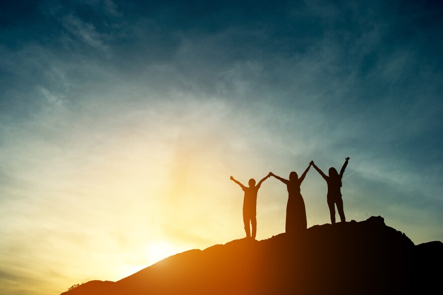 Shadow Silhouette of team leadership, teamwork and teamwork