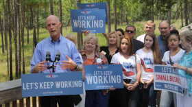 Gov. Rick Scott touts his environmental platform at Wekiwa Springs State Park. Photo by Amy Green