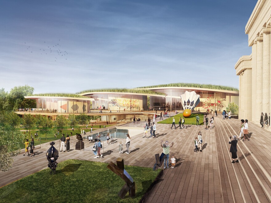 The Weiss/Manfredi firm’s plan, “A Connected Tapestry,” would recenter the museum's cultural campus around the 22-acre Donald J. Hall Sculpture Park with expanded spaces for education, performance, events and dining.