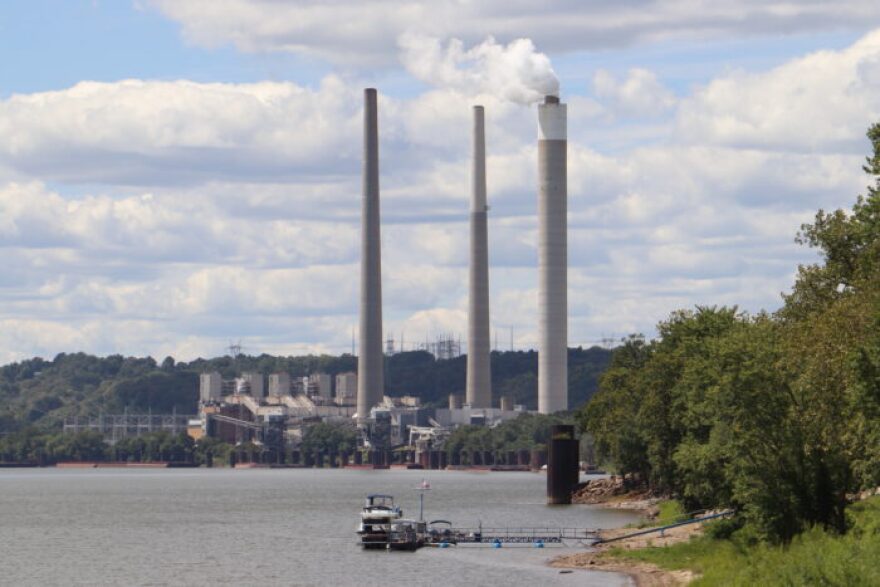 A power plant next to a river