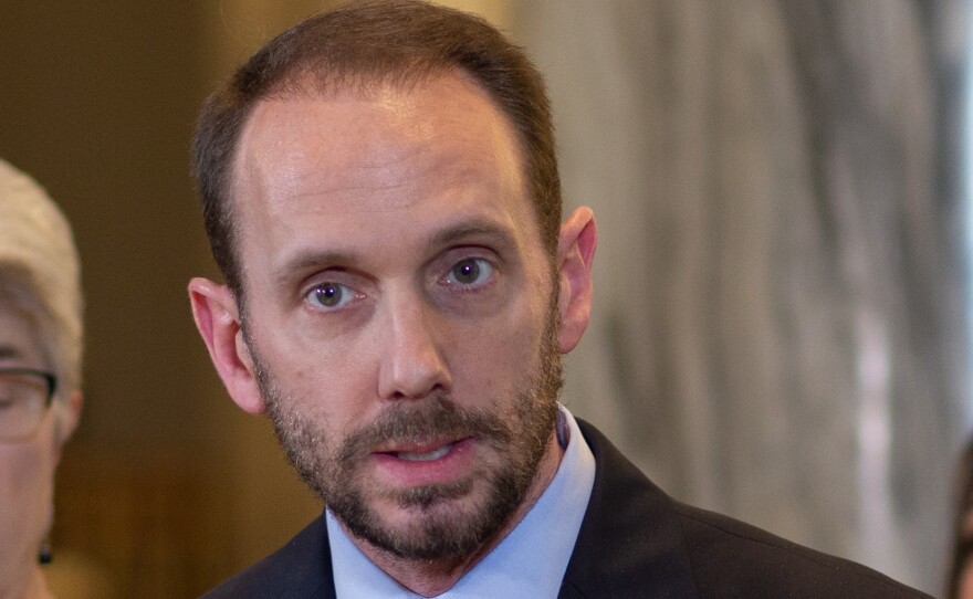 Missouri Democratic state Sen. Scott Sifton speaks after the close of the state legislative session on May 17, 2019.
