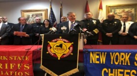 Peter Kehoe, ex dir of the New York Sheriffs Association, speaks at an anti marijuana legalization press conference on February 7, 2019 
