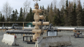 A wellhead protrudes from the ground at ENSTAR Natural Gas' Cook Inlet Natural Gas Storage Alaska facility on Wednesday, April 28, 2025 in Kenai.