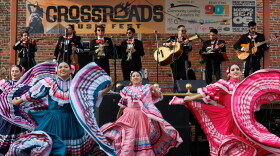 Grupo Folklorico Alma Tapatia with Mariachi Los Reales de KC perform at the Crossroads Music Fest.