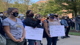 A crowd gathers in Stamford to remember Ruth Bader Ginsburg.