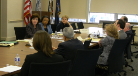 Rep. Kathy Hochul (D-NY) explains the Workforce-Ready Educate America Act to a gathering of educators in Amherst Monday.