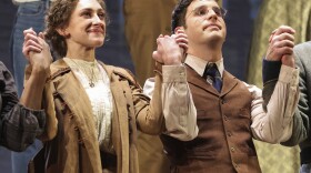 Micaela Diamond and Ben Platt participate in the curtain call during the Broadway opening night for "Parade." (CJ Rivera/Invision/AP)