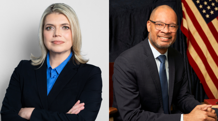 Alexis Hill (left) and Aaron Ford are Democratic candidates for Nevada governor in the 2026 June Primary.