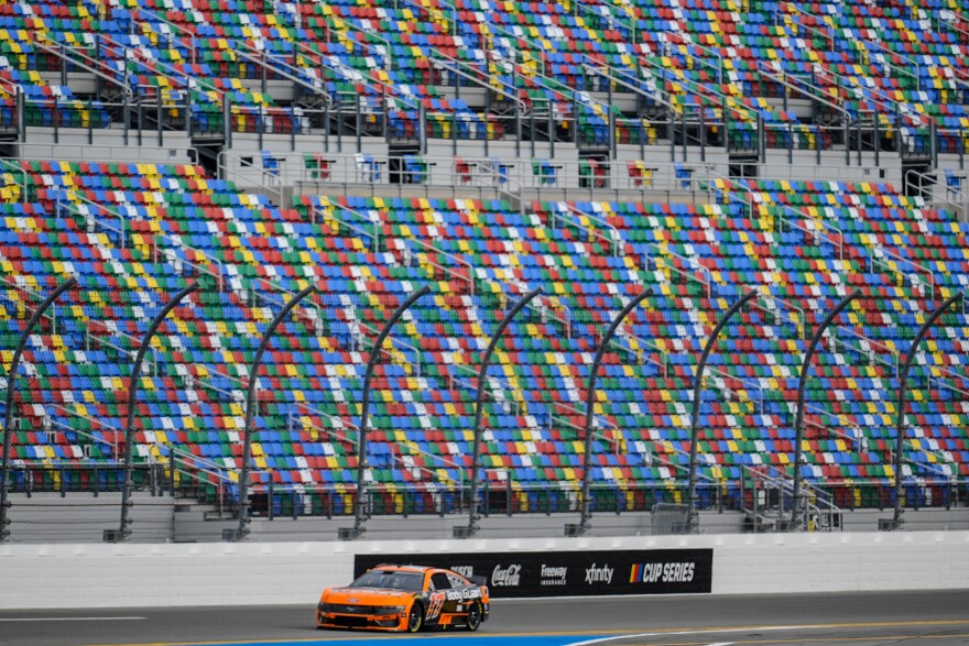 A. J. Allmendinger works on the track during a NASCAR Daytona 500 practice, Wednesday, Feb. 11, 2026, in Daytona, Fla.