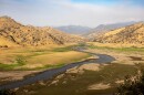 Low water levels in Lake Kaweah reveal the original path of the Kaweah River between Three Rivers and Lemon Cove, east of Visalia.