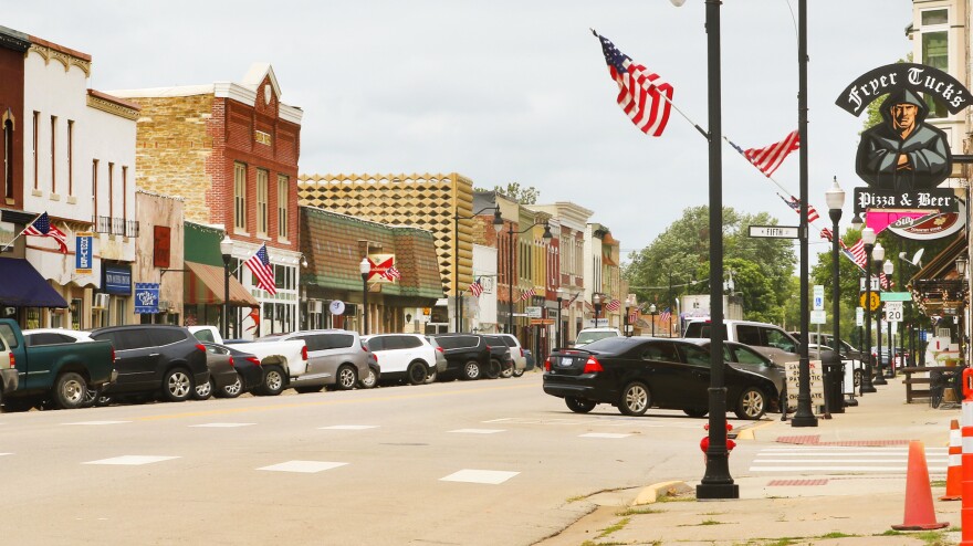 The main street in St. Marys has restaurants and plenty of shopping options for religious literature and modest dresses.