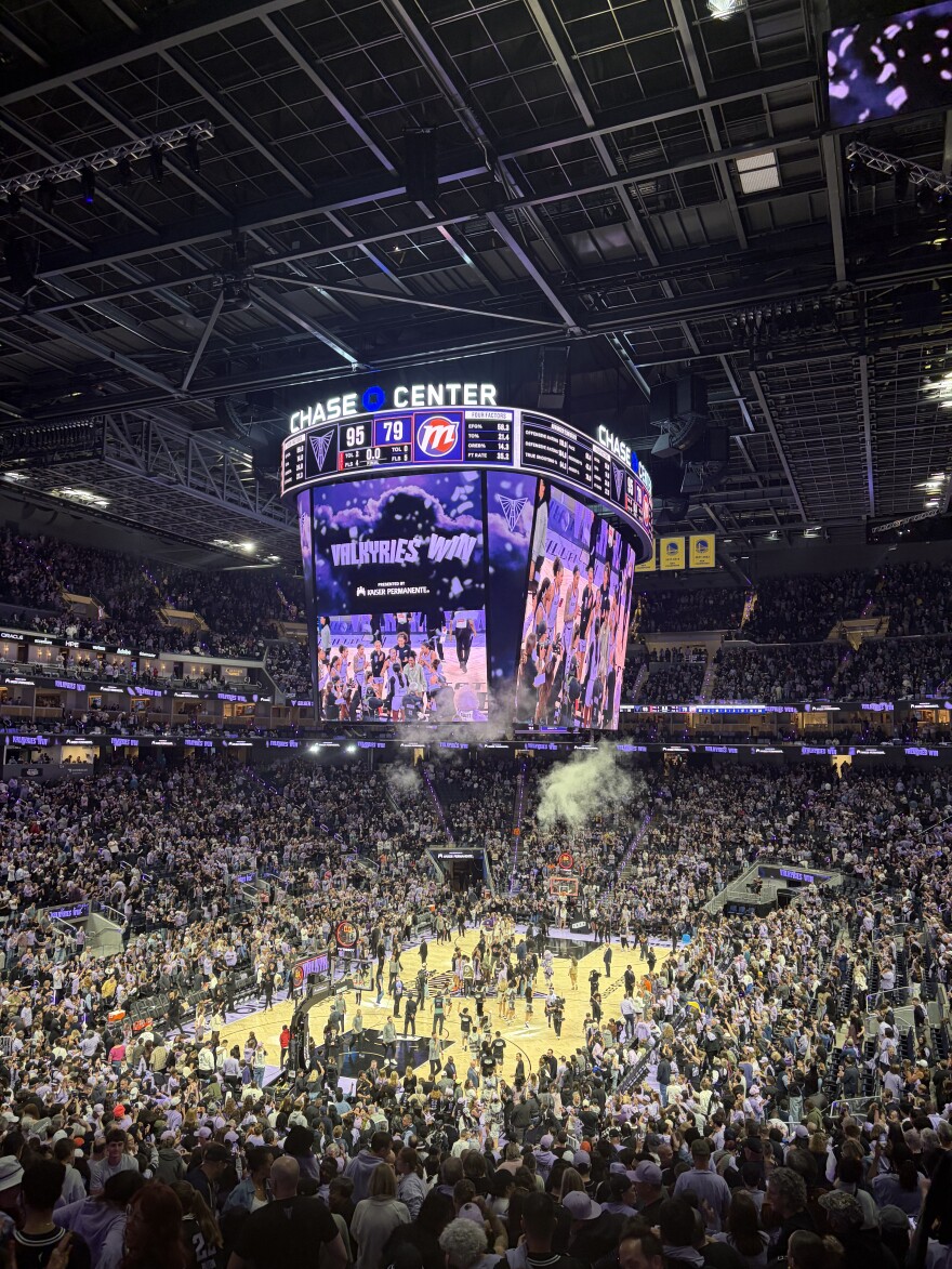 The view of home court - known as Ballhalla - after the Valkyries defeated the Phoenix Mercury on May 10, 2026.