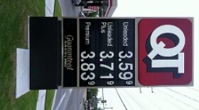 The gasoline price sign outside of a south Tulsa Quik Trip