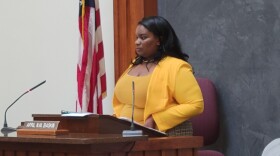 Erie County Legislature Majority Leader April Baskin leads a Sept. 23, 2021 legislative hearing.