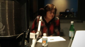 Karen Feldman listening to one of her three songs during the recording.