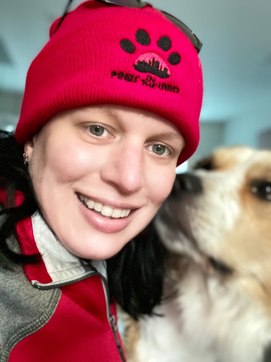 Noelle Morovich with her 'client' Maggie. Morovich started Paws in the Land in 2019, just a few months before the pandemic hit Ohio. [Noelle Morovich]