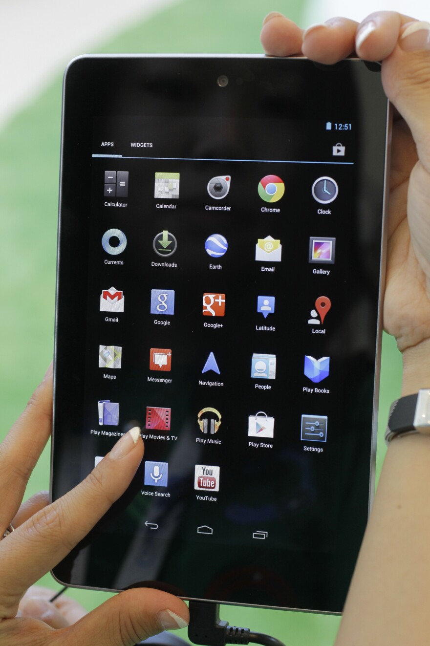 The new Google Nexus 7 tablet is shown at the Google I/O conference in San Francisco, in June.