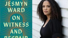 The cover of "On Witness and Despair" beside author Jessmyn Ward. (Courtesy of Beowulf Sheehan)