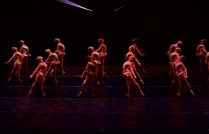 The corps de ballet in Louisville Ballet's "Swan Lake" during a dress rehearsal at the Brown Theatre on Nov. 10, 2021. 