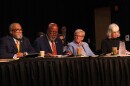 From left: Rep. Troy Carter (D-La.), Rep. Bennie G. Thompson (D-Miss.), Rep. Chellie Pingree (D-Me.), and (Rep. Katherine Clark (D-Mass.) at a field hearing in Biddeford on Monday, August 17th, 2026. 