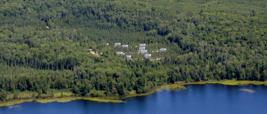 Aerial view of SPRUCE project enclosures