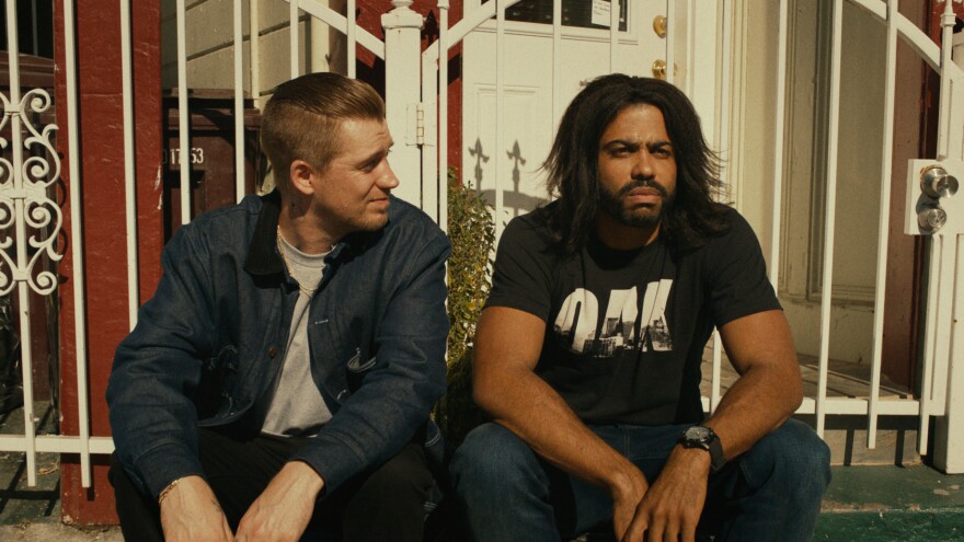 In <em>Blindspotting</em>, the friendship between hotheaded Miles (Rafael Casal, left) and ex-con Collin (Daveed Diggs) is a window into the race and class politics of a gentrifying Oakland.