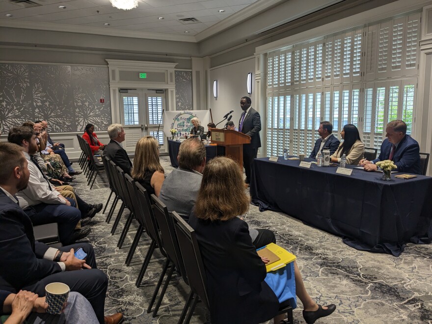 Orange County Mayor Jerry Demings spoke at Leu Gardens Friday, Sept. 29, 2023.