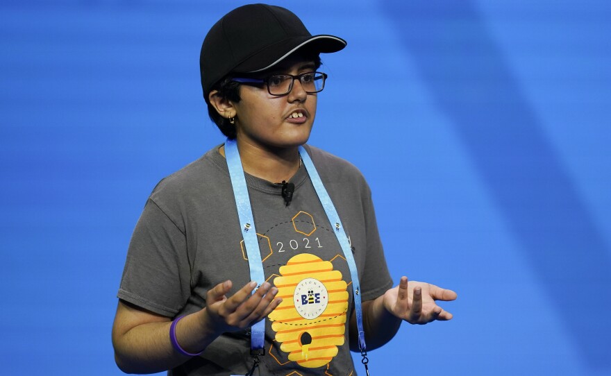 Avani Joshi, 13, from Roscoe, Ill., competes during the finals.