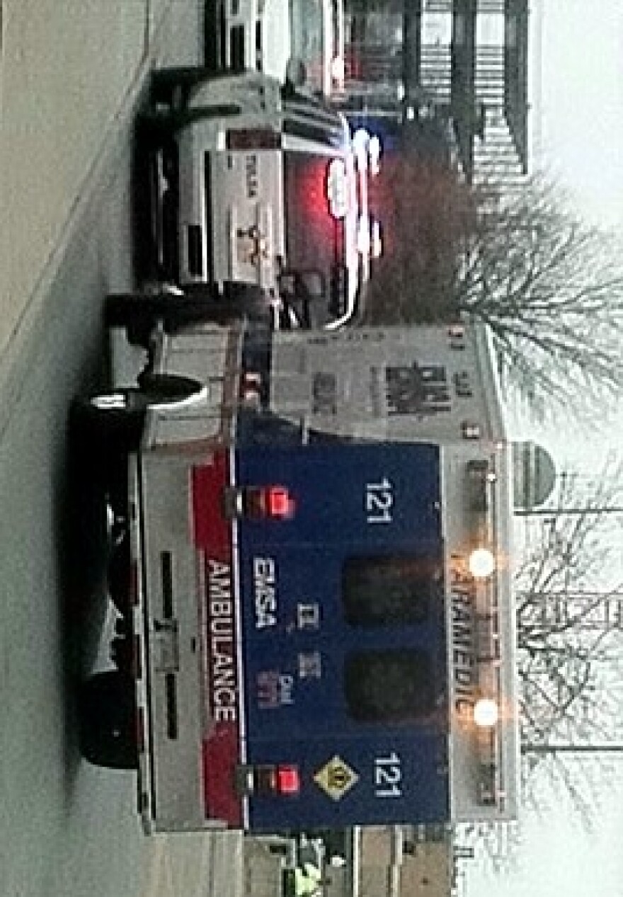 An EMSA Ambulance on an emergency call