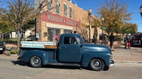 Don Crost stops in Winslow, Arizona in his 1953 Chevy truck as part of his cross-country trip to support Santa Barbara based ShelterBox, USA.