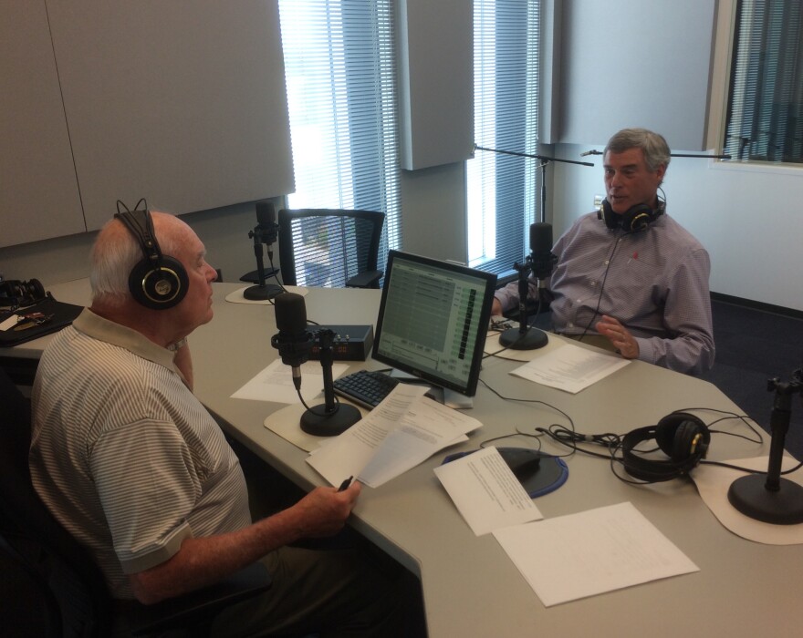 St. Louis County Prosecuting Attorney Bob McCulloch, right, talks to "St. Louis on the Air" host Don Marsh on Wednesday.