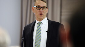 Office of Policy and Management Secretary Ben Barnes holds a presentation on Connecticut Gov. Dannel Malloy's budget proposal for members of the media at the Legislative Office Building in Hartford in 2017. 