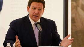 Florida Gov. Ron DeSantis speaks at a news conference, Monday, Feb. 7, 2022, in Miami. (Marta Lavandier/ AP Photo)