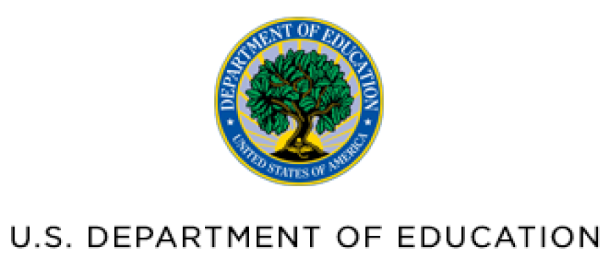 Logo of the U.S. Department of Education shows a seal featuring a green tree