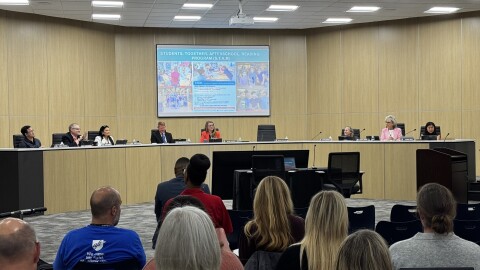 Wichita school board members have begun meeting in a newly renovated board room. The room is at the school district headquarters building at Lincoln and Edgemoor, which is the former Southeast High School.
