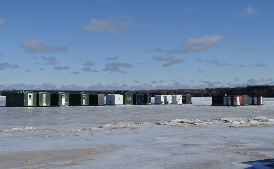 Zach Burgess' clients can rent a shanty to stay warm out on the ice.