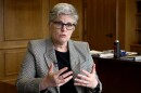 FILE - Hennepin County Attorney Mary Moriarty explains her progressive approach to prosecutions, June 19, 2024, at her office in Minneapolis, Minn. (AP Photo/Mark Vancleave, File)