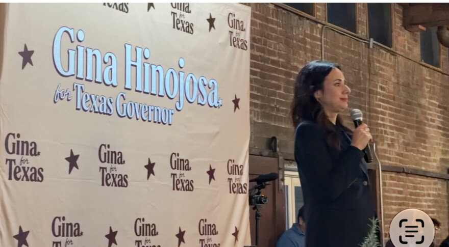 Democratic candidate for governor of Texas Gina Hinojosa speaks to a crowd during her last campaign stop in El Paso days before the November 3rd midterm elections.