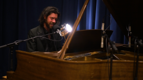 Logan Metz performing live in WNIJ's Studio A