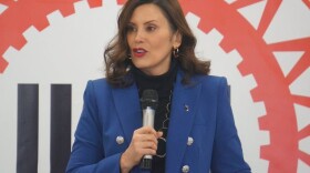 Governor Gretchen Whitmer addresses union members at UAW Local 51 in Detroit.