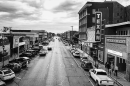 Greenville, Texas, along Lee street from downtown looking west, circa 2022.