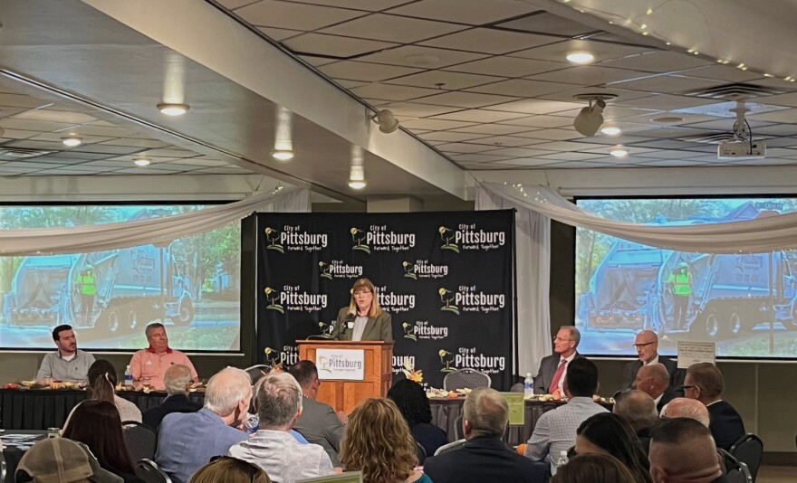 Pittsburg mayor Dawn McNay speaks during the annual State of the City Address on October 2.