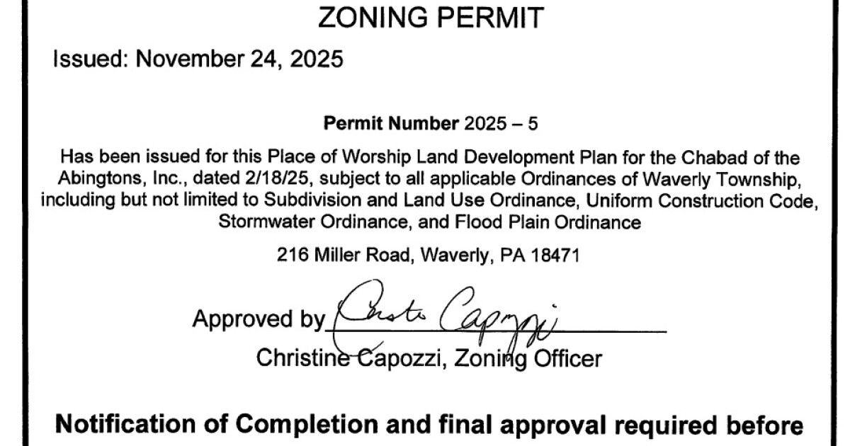 Waverly Twp. residents to appeal zoning permit for Chabad religious retreat