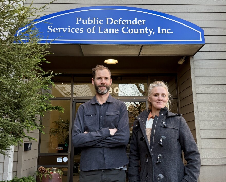 People outside law office,